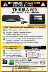 Panasonic PV-8451 VHS VCR Convert VHS to Digital USB Capture AV-HDMI Adapter