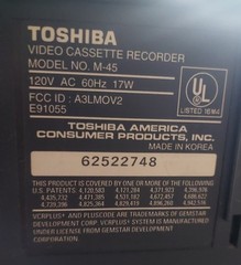 Toshiba VCR VHS VCR Plus Model M-45 No Remote Tested Working Condition