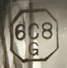 6C8G Sylvania Oak Leaf Bottom Dimpled Foil Getter Black Plates Preamp Tube Rare