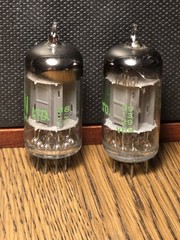 12AU7 Vacuum Tube Pair Sylvania Test NOS 100 % Gray Plate Slant D Get Tube Amp
