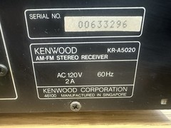 Kenwood Stereo Receiver KR-A5020 AM/FM & Audio/Video. No Remote. TESTED WORKS