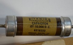 Sprague Vitamin Q Electric Capacitor .01-10,000 DC 8518222 Vintage Made in USA