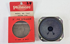 Vintage Philmore TS27 Square 3″ Replacement PM Speaker 8 Ohm .5 Watts