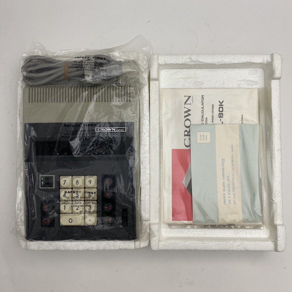 Crown Radio Japan Desktop Electronic Calculator CL-80K Tested W/ Manual
