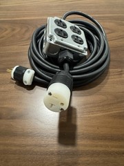 Quad Box AC Power US Plug 120V 15A + pass thru 25 ft hardwire