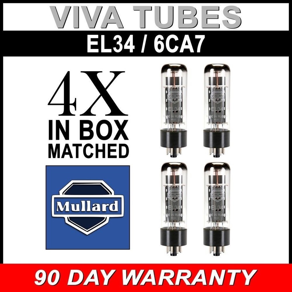 Brand New Plate Current Matched Quad (4) Reissue Mullard EL34 6CA7 Vacuum Tubes