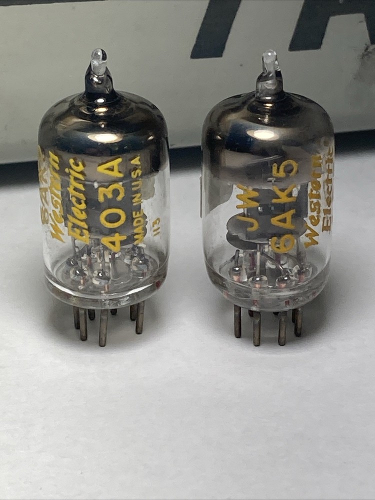 MATCHED PAIR Western Electric JW 6AK5 403A Audio Vacuum Tubes TV-7 TESTED