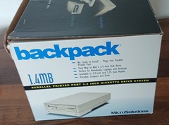MicroSolutions BackPack 3.5″ Floppy Drive 1.44MB Model 014350 w/ DOS 6.22 driver