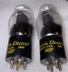 PAIR WESTERN ELECTRIC 102F VACUUM TUBES TV7 TESTED GOOD