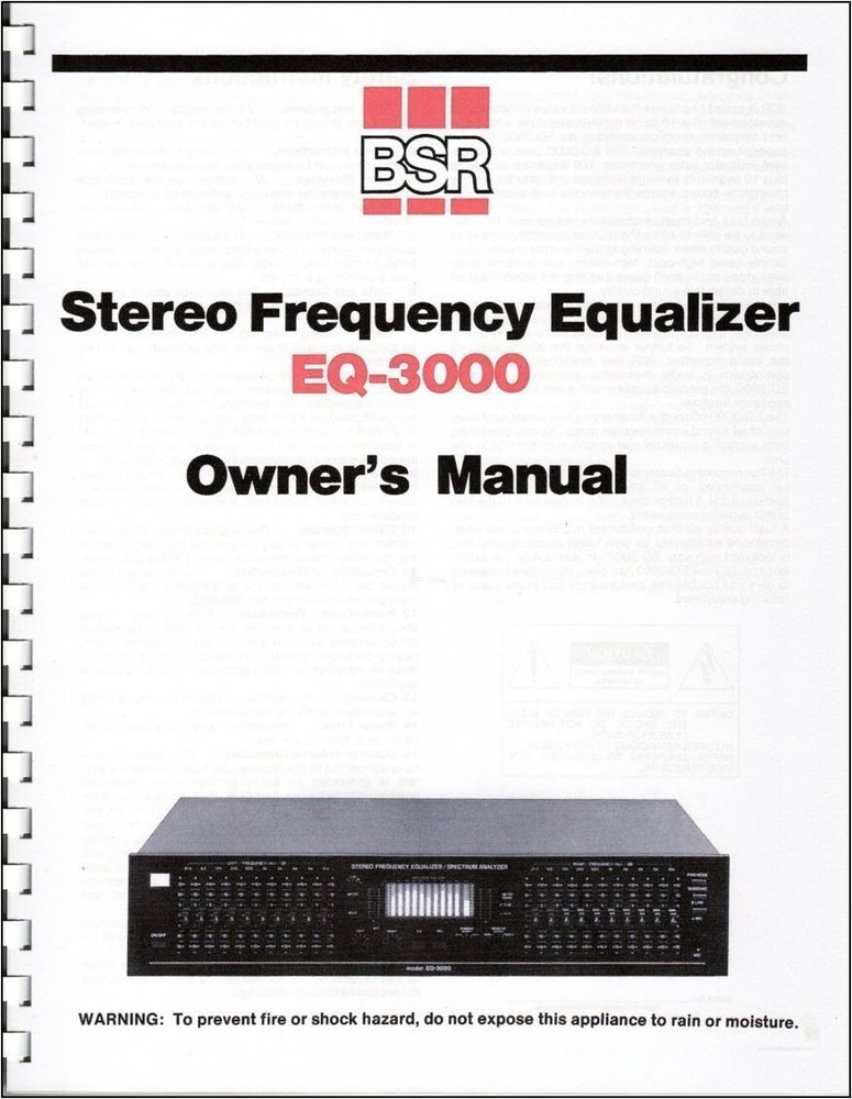 BSR EQ-3000 Stereo Frequency Equalizer Owner’s Manual