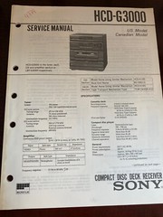 SONY HCD-G3000 HCDG3000 Service Manual FROM THE USA **ORIGINAL**