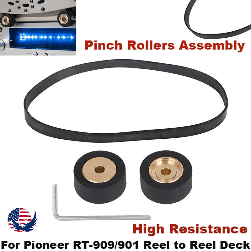 Pair of Pinch Rollers with Belt,Wrench For Pioneer RT-909/901 Reel to Reel Deck