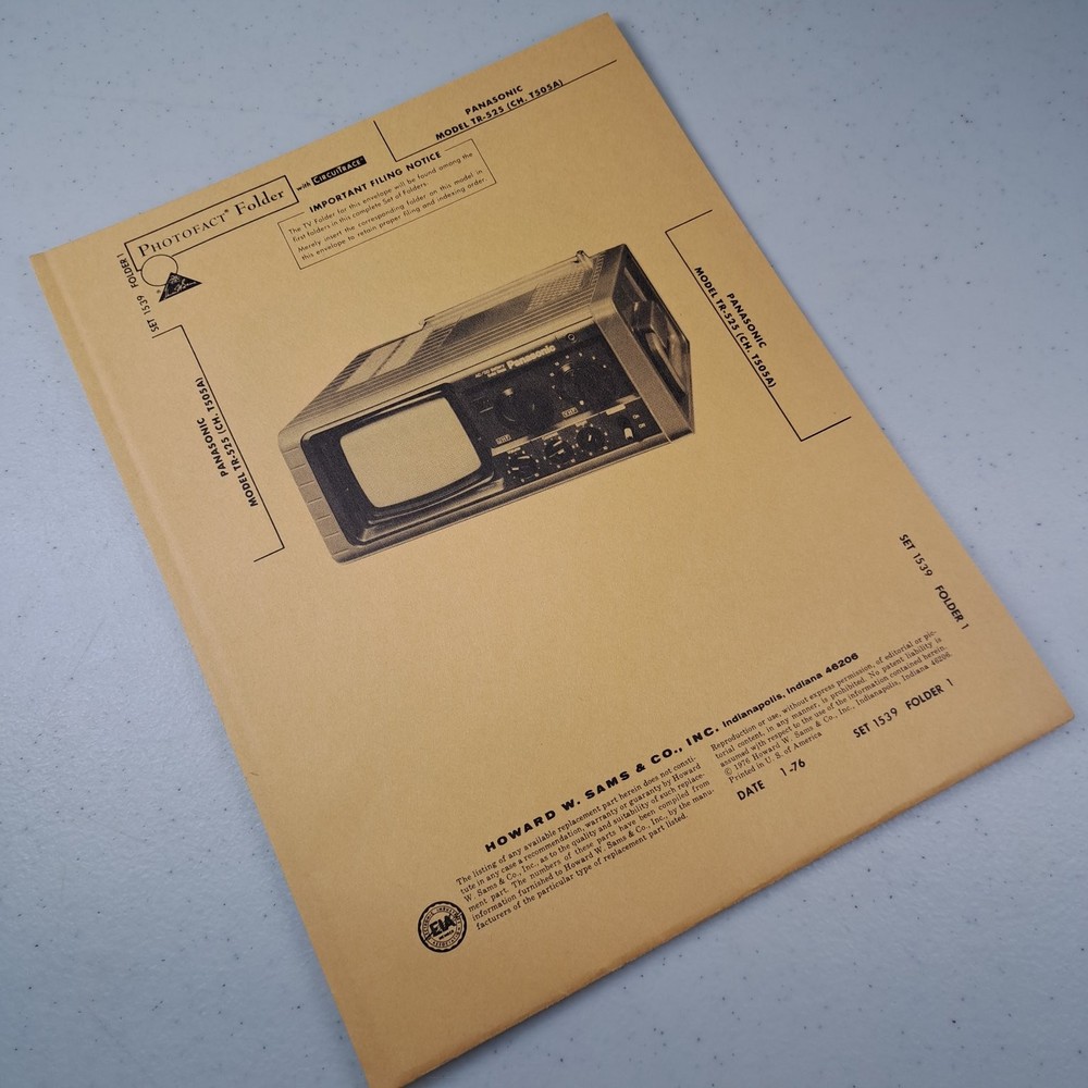 Panasonic TR-525 TV Manual 1976 Photofact Service Repair Illustrated Schematics