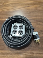 Quad Box AC Power US Plug 120V 15A + pass thru 25 ft hardwire