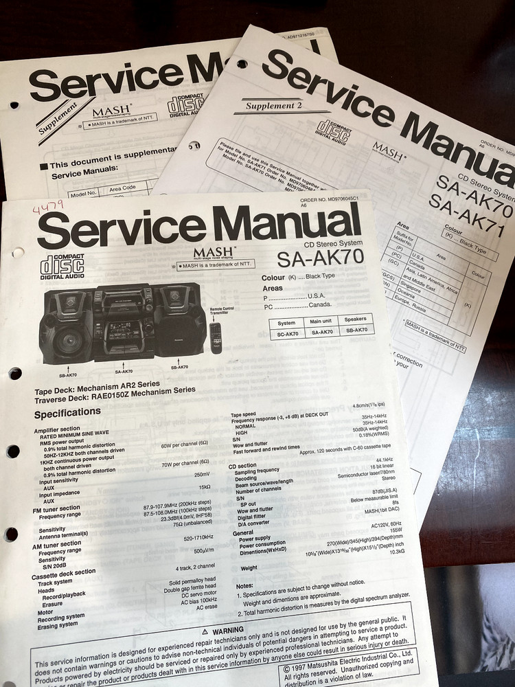 PANASONIC SA-AK70 SYSTEM SC-AK70 Service Manual & MORE FROM THE USA **ORIGINAL**