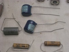 not tested vintage capacitor lot SPRAGUE 270021 Vitamin Q Mallory TC75A x 2 ++