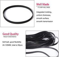 50Pcs Recorder Rubber Belts, Cassette Recorder Repair Rubber Belts 40-135 MM (3M
