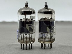 (2) NOS CEI B759 Premium 12AX7 Tubes Short Gray Plates Tests NOS Amplitrex