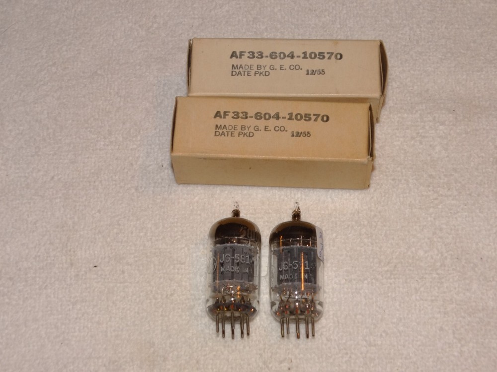 2 x JG-5814A(12au7) GE Tubes *3-Mica*Grey Plates -D*1950’s*NOS*NIB*#1