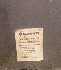Vintage Sanyo Model ST-100 8 Ohm Speaker Pair Tested Works