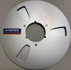 Ampex 10″ Empty Metal Reel, 1/4″ Tape, Classic 3 Window Silver, w/ new box + Bag