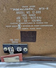 Realistic Model No. 12-689 MTA-8 Series AM/FM Radio Tested Works Great Condition
