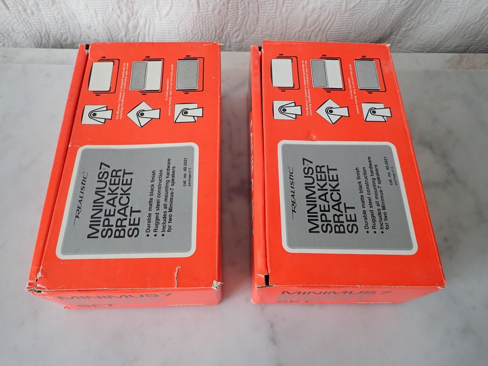 Vintage Realistic Minimus7 40-2031 Speaker Bracket Set (NEW) Set Lot of Two Box