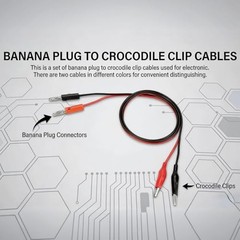 Banana Plug to Clip Cable Set Test Leads 80cm for Multimeter Power Supplies