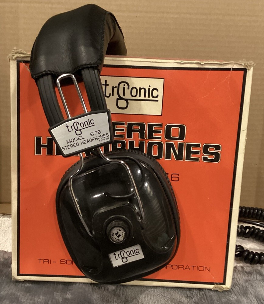 Vintage Trisonic Stereo Headphones Tri-Sonic Model 676 Taiwan Tested