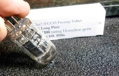 50s GE 12ax7 Long Grey Plate Horseshoe-Getter 100/100 each side