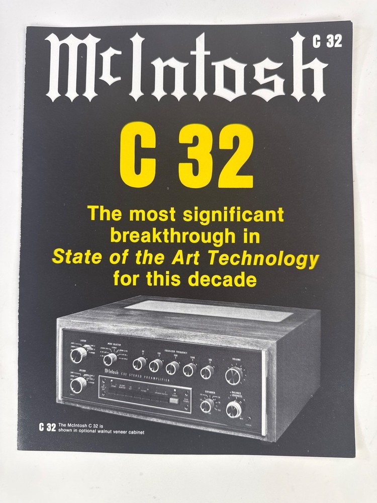 Vintage McIntosh C 32 Stereo Preamplifier Color Sales Spec Booklet