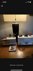 Vintage 1950s MCM Phillps Twin Speaker Radio White Lights Up and In Working Cond