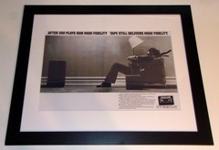 FRAMED Maxell Cassette Tape “BLOWN AWAY” 1982 Ad Poster 23″x20″ JBL L100 Speaker