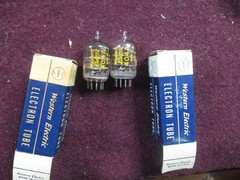 Pair NOS Western Electric 404A tubes. Test 7800 ea, Chart Min Good is 3100, 1964