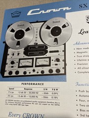 Original 1970 CROWN SX 724 722 Reel To Reel Tape Recorder Advertising Spec Sheet
