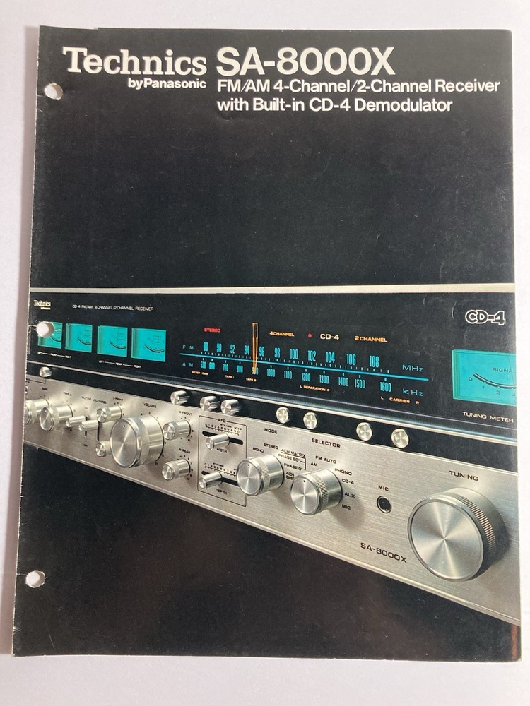 Technics SA8000X Vintage Stereo Receiver 4-Channel 2/Channel CD-4 Brochure 1970s