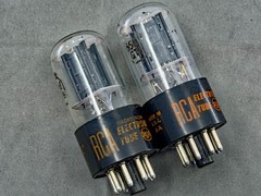 (2) RCA 6SN7GTB Tall Bottle Tubes Staggered Black Plates D Getters Tests Strong