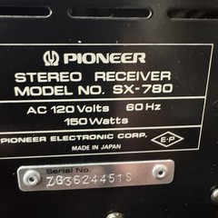PIONEER SX-780 VINTAGE AM/FM STEREO RECEIVER – SERVICED – CLEANED – TESTED