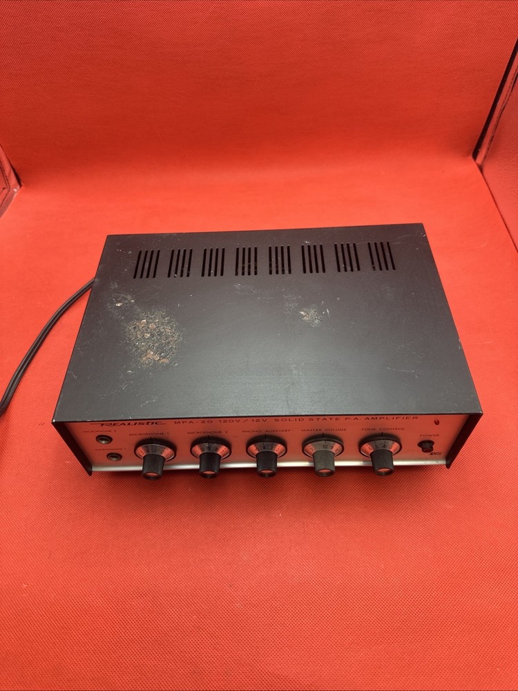 Vintage Realistic MPA-20 120V/12V Solid State P.A. Amplifier / Free Shipping