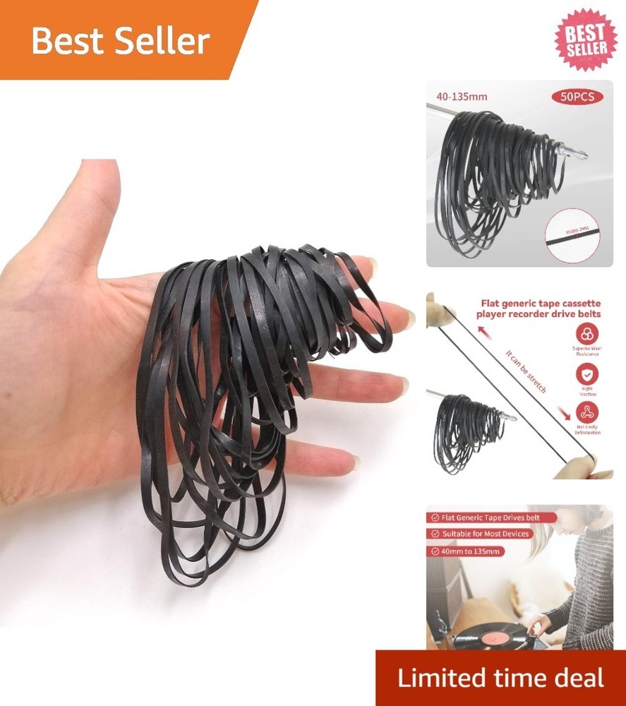 Durable 50PCS Cassette Rubber Belts, 3mm Width for Reliable Playback Performance