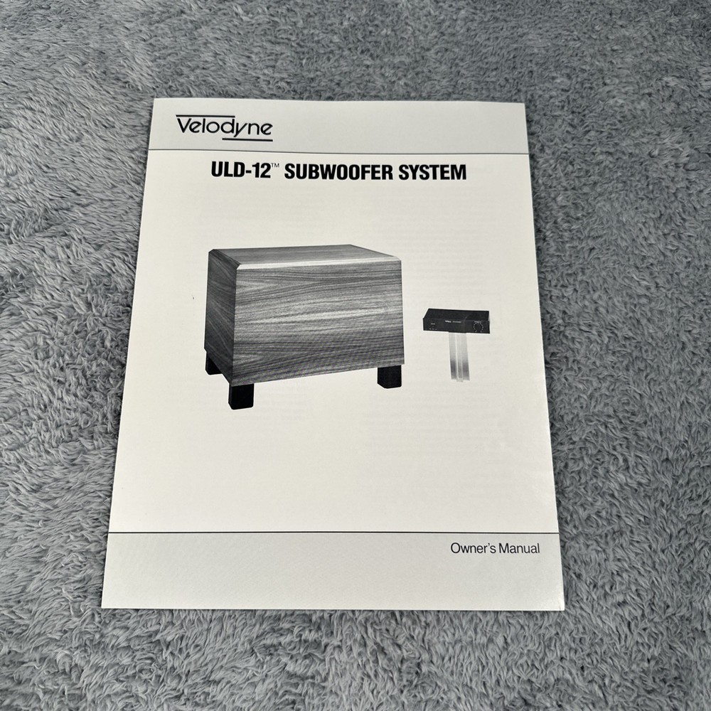 Velodyne ULD-12 Subwoofer Owner / User Manual *Original*
