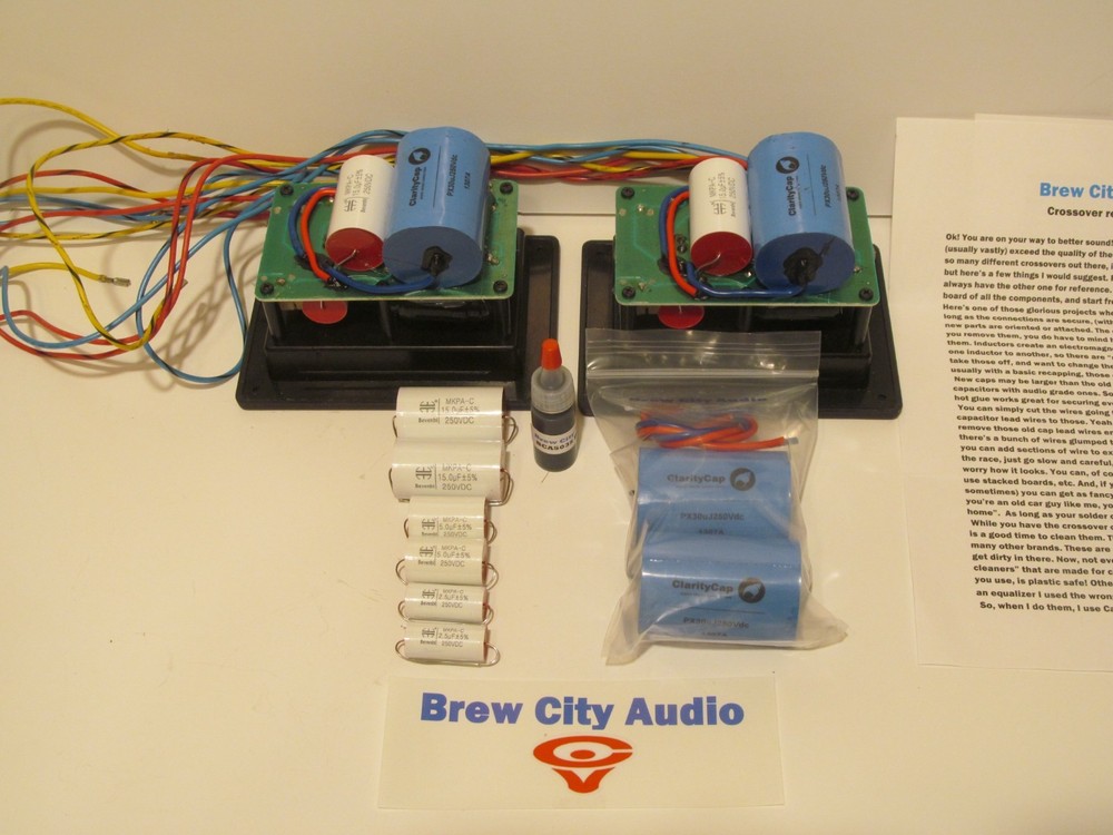 Capacitor recap re-cap kit for Cerwin Vega RE30 RE-30 crossover restoration