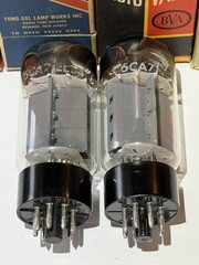 Super Rare Pair LINDAL JAPAN FAT BOTTLE EL34 6CA7 Tubes Matched @ 38 & 38 M/A