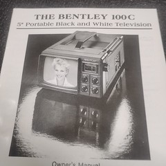 Vintage Bentley Model 100C Portable 5″ Black & White TV Television Owners Manual