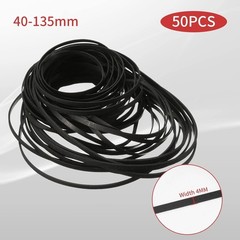 Cassette Recorder Belt Kit – 50 Flat Rubber Belts, 4mm Width, 40-135mm Range