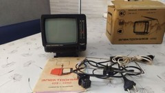 Vintage Soviet Mini TV Elektronika 409D B&W Portable Television NOS Full Set Box
