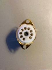 TUBE SOCKET – 9 Pin Noval Ceramic – Chassis (BOTTOM) Mount – Gold – (1pc)