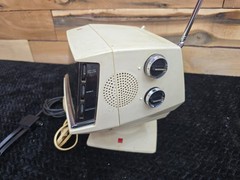 Sharp 3S-111W Portable TV – 1970’s – White Retro Space Age Design. Works w/stand