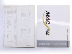 MCINTOSH MAC 1700 Owners MANUAL Service, Schematics Original Vintage Hi-Fi