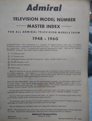 Vintage Admiral Television Service Manual (All Models From 1948-1960). A55